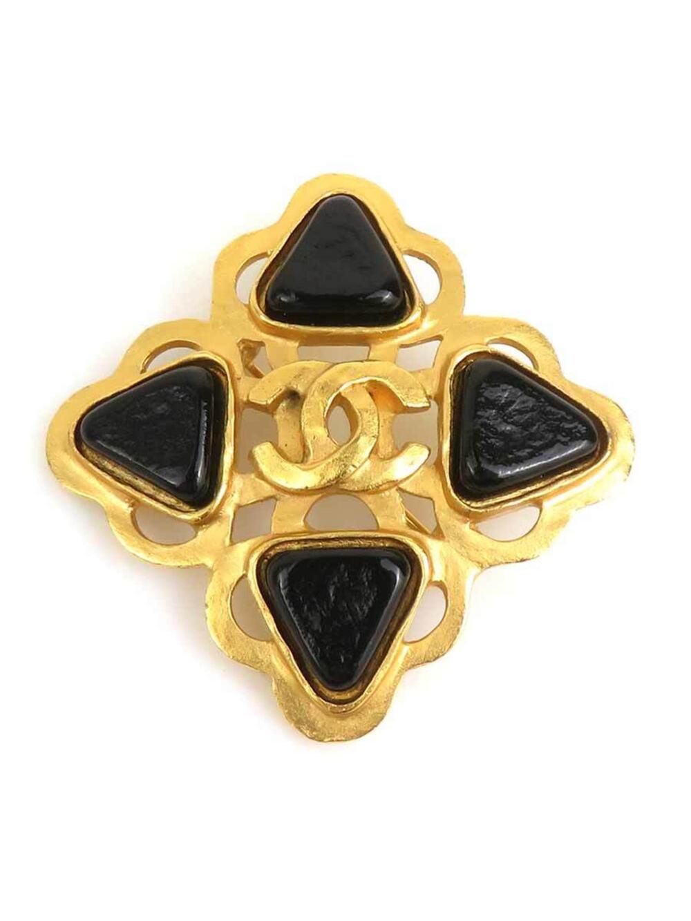 Chanel Cc Logo Brooch Gold-Tone Metal #210040C74B